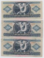 1962. 10Ft (4x) + 1969. 10Ft + 20Ft (3x) közte 2db sorszámkövető T:I-,II,III