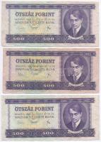 1969. 500Ft (3x) T:III szép papír
