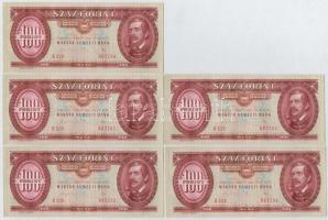 1989. 100Ft (5x) sorszámkövetők T:I,I-