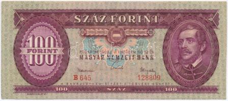 1962. 100Ft nyomdai papírráncokkal, eltolódott nyomat T:III szép papír