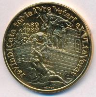 Renner Kálmán (1927-1994) 1989. "Szigetvár ostroma 1566" aranyozott emlékérem (42,5mm) T:1-