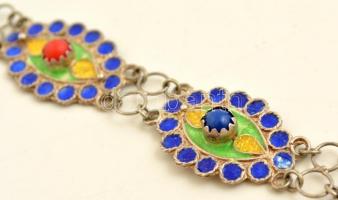 Ezüst(Ag) karkötő, zománcozott díszítéssel, hiányos, jelzett, h: 16 cm, bruttó: 7,3 g