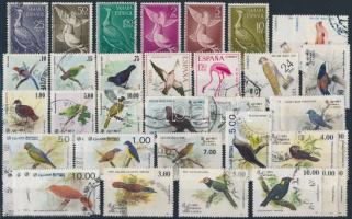 Madár motívum 39 db bélyeg, Bird 39 stamps