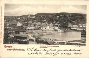 1899 Vízakna, Ocna Sibiului; Sósgyógyfürdő, a nagy zöld sós tó, Verlag Karl Graef / spa, lake