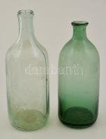 Régi Parádi Csevicze gyógyvizes palack, 2 db, jelzett, m: 17 és 19 cm