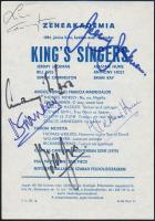 1981 Kings Singers tagjainak (Jeremy Jackman, Bill Ives, Simon Carrington, Alastair Hume, Anthony Holt, Brian Kay.) aláírásai 1981-es Zenekadémián tartott koncertjük szórólapján.