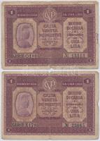 Olaszország / Velence / Osztrák-magyar megszállás 1918. 1L (2x) T:III- Italy / Venice / Austro-Hungarian Occupation 1918. 1 Lire (2x) C:VG