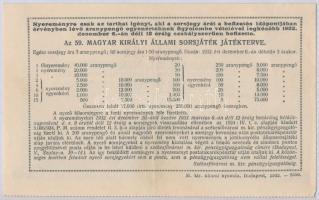 Budapest 1932. "Az 59. Magyar Királyi Állami Sorsjáték" fél sorsjegye, 1,50P értékben T:II