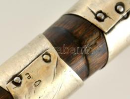 Régi sétabot, ezüst(Ag) rátétekkel, jelzett, h: 84 cm