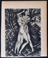 Ruzicskay György (1896-1993): Ölelkezés. Algrafia, papír, jelzett az algrafián, 24,5×18,5 cm