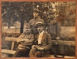 cca 1910 2 db nagyméretű, katonákat is ábrázoló fotó kartonon .30x36 cm