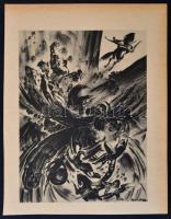 Ruzicskay György (1896-1993): Vágtatás. Algrafia, papír, jelzett az algrafián, 24,5×18,5 cm