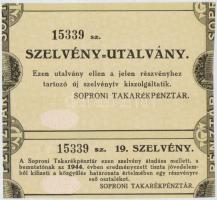 Sopron 1926. "Soproni Takarékpénztár" részvénye 10P-ről, magyar és német nyelvű, szárazpec...