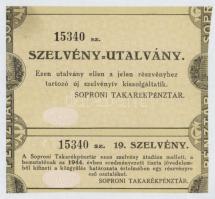 Sopron 1926. "Soproni Takarékpénztár" részvénye 10P-ről, magyar és német nyelvű, szárazpec...