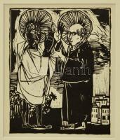 Kondor Béla (1931-1972): Illusztráció Léopold Sédar Senghor: A martalóság álldozatai c. verséhez. Fametszet, paszpartuban, hátoldalán feliratozva,13,5x11 cm