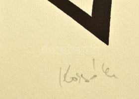 Kassák Lajos (1887-1967): Kompozíció. Szitanyomat, papír, utólagos jelzéssel, 26x19 cm