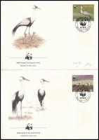 WWF: Crane bird set on 4 FDC WWF: Darumadár 4 db FDC-n