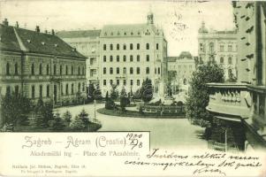 Zagreb, Akademicki trg. Naklada Jul. Hühna / Place de lAcademie / Academy square, monument (EK)