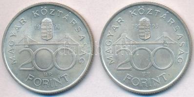 1993. 200Ft Ag "MNB" (2x) T:2 
Adamo F13