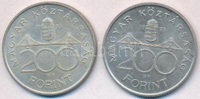 1993. 200Ft Ag "MNB" (2x) T:2 
Adamo F13