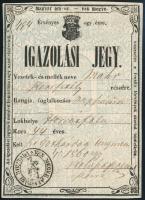 1861 Igazolási jegy napszámos részére
