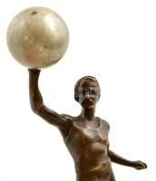 Bronz férfi szobor, alabástrom talapzaton, 'Egyesült Golyóscsapágy Javító Üzem', kis sérül...