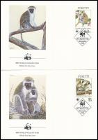 WWF: Majom sor 4 db FDC-n WWF: Monkey set on 4 FDC