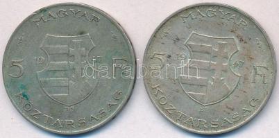 1947. 5Ft Ag "Kossuth" (2x) T:2-,3 patina