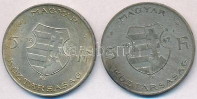 1947. 5Ft Ag "Kossuth" (2x) T:2-,3 patina