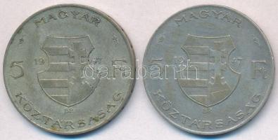 1947. 5Ft Ag "Kossuth" (2x) T:2-,3 patina