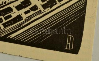 Dallos Hanna (1907-1944): Nagyvárosi magány. Fametszet, papír, jelzett a metszeten, kartonra ragaszt...