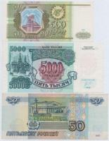 Oroszország 1992. 5000R + 1993. 500R + 1997. 50R T:I--III
Russia 1992. 5000 Rubles + 1993. 500 Rubl...