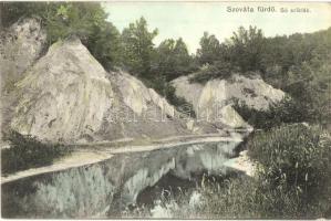 Szovátafürdő, Sovata; Só sziklák a Vörös tónál. Dragomán S. J. kiadása / salt rocks by the lake (EK)