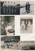 cca 1935-1938 Német sportolók különböző rendezvényeken, csoportképek, stb., papírlapra ragasztott fotók, 15 db, 6x6 és 12x8 cm közötti méretekben / German sportsmen, 15 photos