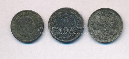 Vegyes: Német Államok / Poroszország 1864A 1Gr Ag + Német Birodalom 1906A 1/2M Ag + Orosz Birodalom ...