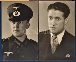 cca 1900-1945 Családi és katonai fotók, egyiken Hitler, kartonra ragasztott fotók, 26 db, 11x6 és 14...