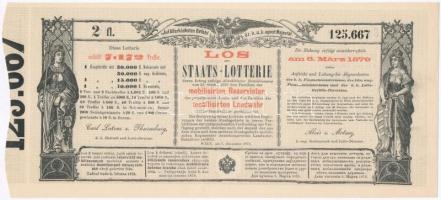 Ausztria / Bécs 1878. "Sorsjegy állam-sorsjátékra a közös hadsereg mozgósított tartalékosai s a...