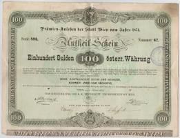 Ausztria / Bécs 1874. "Bécs város 1874. évi prémium kötvénye" kötvény 100G-ről T:III  Austria / Vienna 1874. "Premium bond of the City Vienna in 1874" bond about 100 Gulden C:F