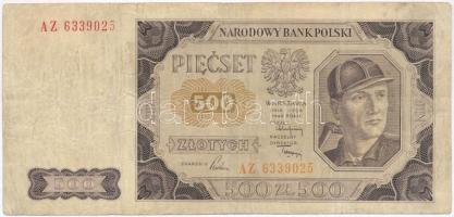 Lengyelország 1948. 500Zl T:III,III- Poland 1948. 500 Zlotych C:F,VG Krause 140