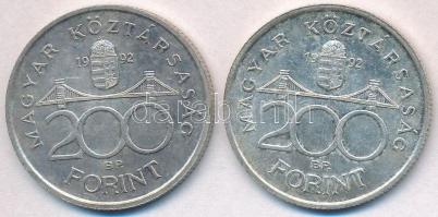 1992. 200Ft Ag "MNB" (2x) T:2