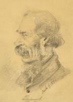 Tölgyessy Artúr (1853-1920): Portré Csaba 1877. Ceruza, papír, jelzett, 22×16 cm