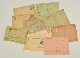cca 1914-1942 Használt és kitöltetlen tábori postai levelezőlapok, 9 db