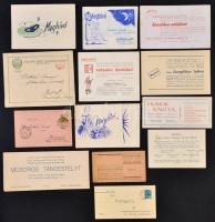 1905-1960 13 db különböző báli meghívó (Corp. Valéria kisasszonyai, Zugligeti Erdei Visszhang Dalkör, Tea Rózsa Társaság, stb.)