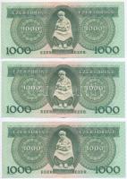 1983. november 10. 1000Ft "B" (3x) sorszámkövetők T:II szép, ropogós papír