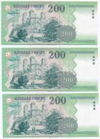 2001. 200Ft (3x) benne sorszámkövető pár és egyugrásos sorszámkövető, "FB 4469391 - FB 4469394&...