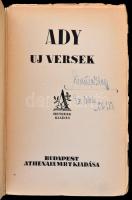 Ady Endre: Uj versek. Bp., é.n., Athenaeum Rt. Kiadói papírkötés. Hetedik kiadás. Jó állapotban. A b...