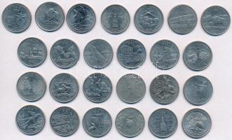 Amerikai Egyesült Államok 1976-2016. 25c Cu-Ni (25x) nagyrészt "50 állam negyeddollárosok"...