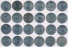 Amerikai Egyesült Államok 1999-2015. 25c Cu-Ni (24x) nagyrészt "50 állam negyeddollárosok"...