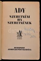 Ady Endre: Szeretném, ha szeretnének. Bp., é.n., Athenaeum Rt. Kiadói papírkötés. Ötödik kiadás. Jó ...