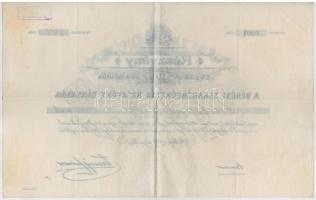 Békés 1899. "Békési Takarékpénztár Részvény-Társaság" névre szóló részvénye 100K-ról, szár...